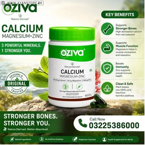 OZiva Nature-Derived Calcium, Magnesium + Zinc Tablets in Pakistan