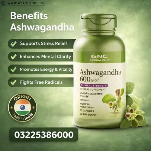 GNC Herbal Plus Ashwagandha 600mg Capsules in Pakistan