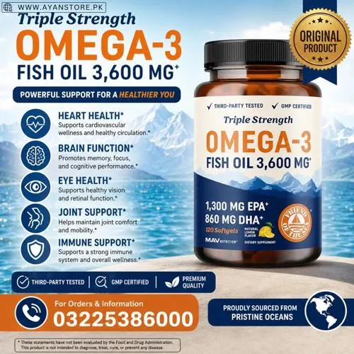 MAV Nutrition Triple Strength Omega-3 Fish Oil Softgels in Pakistan