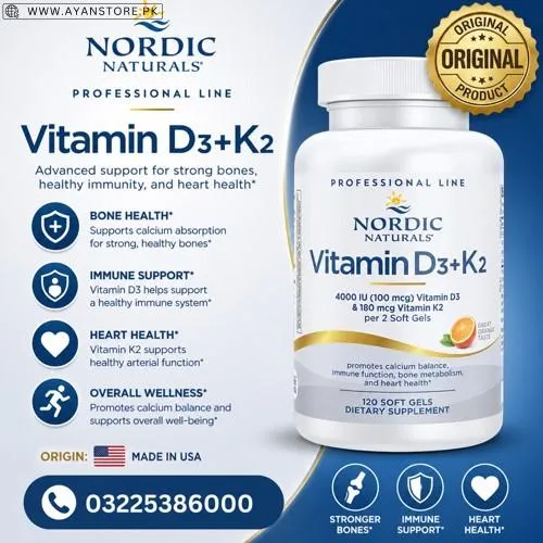 Nordic Naturals Vitamin D3+K2 Softgels in Pakistan
