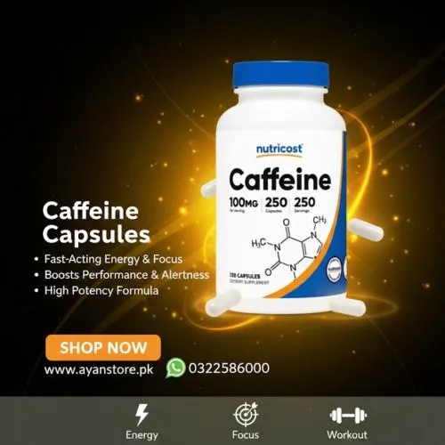 Nutricost Caffeine 100mg 30 Capsules in Pakistan