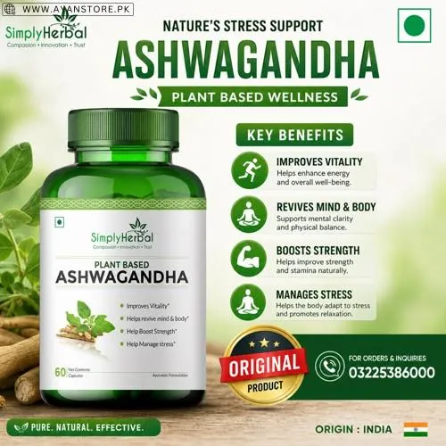 Simply Herbal Plant Based Ashwagandha Capsules in Pakistan