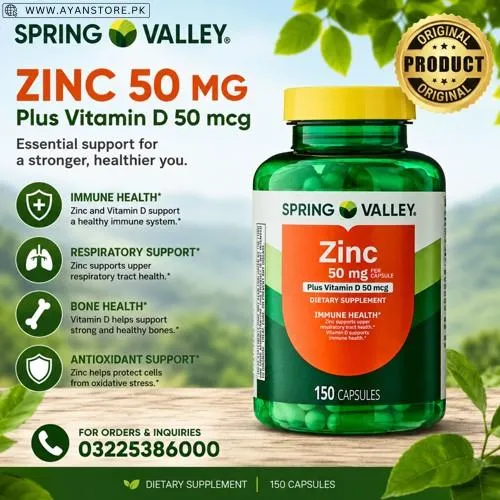 Spring Valley Zinc with Vitamin D, 50 mg Tablets in Pakistan