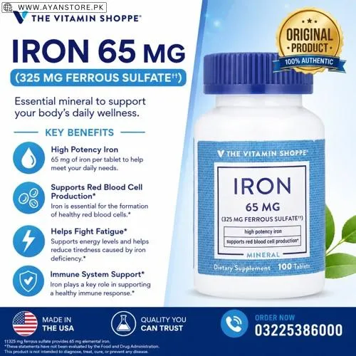 The Vitamin Shoppe Iron 65mg Tablets in Pakistan